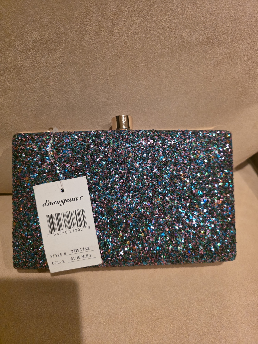 Blue Multi Glitter Box Clutch - Picture 12 of 15